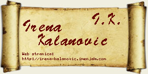 Irena Kalanović vizit kartica